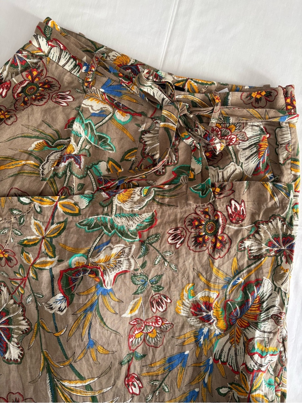 Banana Republic Meridian Floral Wide Leg Linen Pants 14